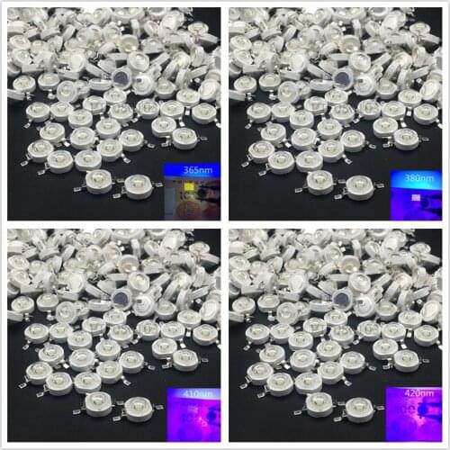10pcs 3W UV Purple LED Ultraviolet Bulbs Lamp Chips 365nm 375nm 380nm 385nm 395nm 400nm 405nm 410nm 420nm 3W High Power Light