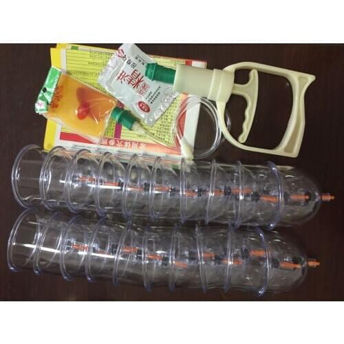 18 pieces* Biggest cups 6.7cm + gun Chinese traditional medical massage apparatus single hijima Cupping cups vacuum therapy pump