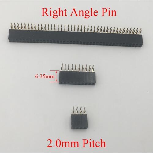2*20 2x20 2*25 2x25 Pin 40P 50P 2.0mm Pitch Space 6.35mm Height Female Connector Double Two Row Right Angle Pin Header Strip