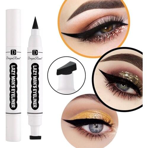 2PCS Big Seal Stamp Eyeliner Pen Waterproof Fast Dry Black Eye Liner Pencil With Eyeliner Cosmetic Eyeliner Pen for Women