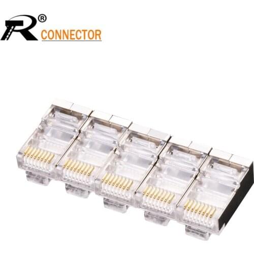 20Pcs/Lot RJ45 Network Connector Phone Crystal Head Gigabit Cat5e/Cat6 Shielded LAN Ethernet Gold-Plated Cable Module Plug