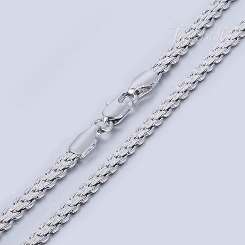 4mm Mens Womens Flat Wheat Snail Link 585 Rose White Gold Filled Chain Necklace GNM118