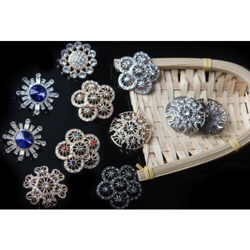 5pcs/lot DIY High-grade Flower Metal Buttons Diamonds button Alloy wedding decoration Sewing Decor Accessories