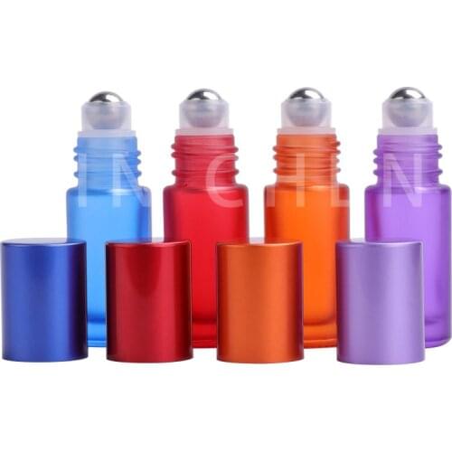 5ml Thick Frosted Glass Roller Bottle,Empty Portable Essential Oil Bottle for Perfume Travel Cosmetic Container 1/5/10 Pcs