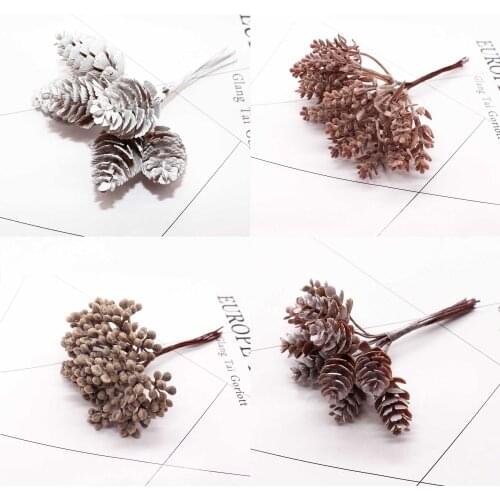 6pcs/10pcs Artificial Flowers Pineapple Grass Artificial Pine Nuts Cones for Wedding Christmas Decoration DIY scrapbooking