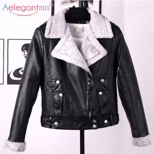 Aelegantmis Womens Winter Leather Jackets