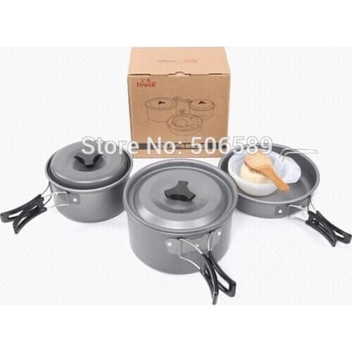 Free shipping outdoor cooking set outdoor tableware fit 2-3 person use 850g