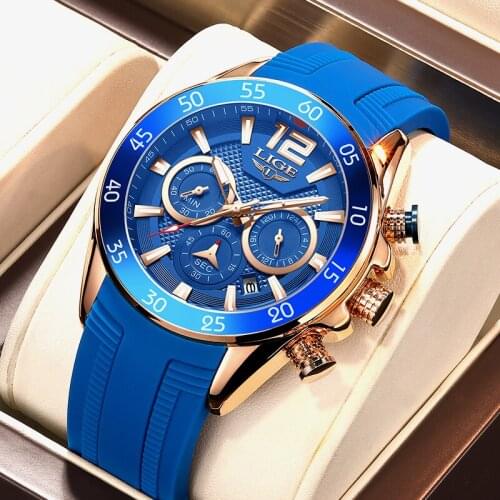 2021 Fashion Mens Watches LIGE Top Brand Luxury Silicone Sports Watch Men Quartz Clock Waterproof Wristwatches Relogio Masculino