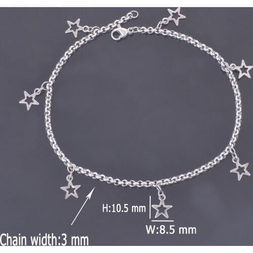 DIY 316L Stainless Steel Anklet Chain with Small Five-pointed Star Charms Bracelet Foot Jewelry A009