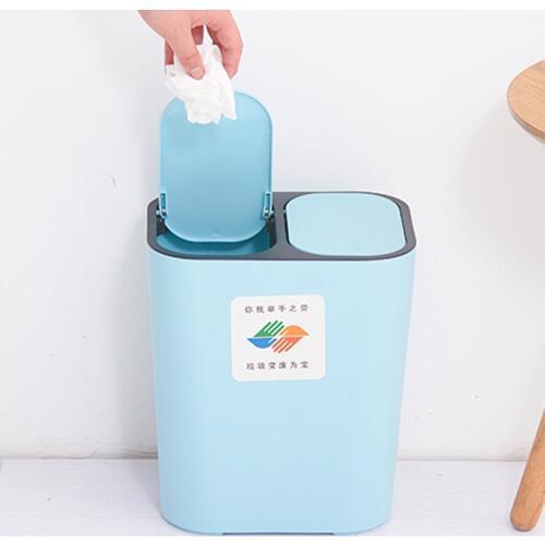 Double Cover Trash Cans Creative Pressing Covered Large Capacity Toilet Classified Waste Bins Multifunction Household Dustbin