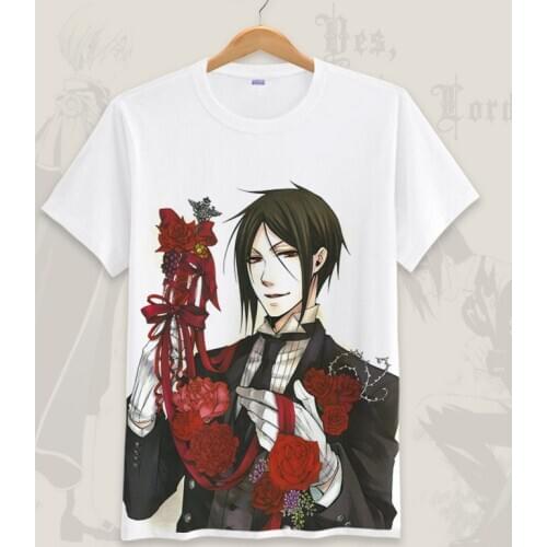 Black Butler Cosplay T Shirt Sebastian Michaelis Ciel Phantomhive Summer T-Shirt Anime Cartoon Top Tee Halloween Cosplay Costume