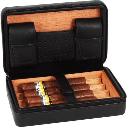 GALINER Men Gadgets Cigar Humidor Travel Box Portable Leather Cigar Case Cedar Wood Humidor Box W/ Gift Box Packaging