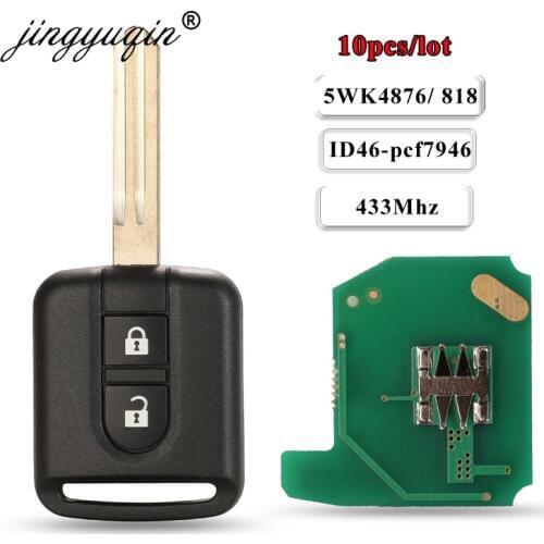 Jingyuqin 10pcs 433MHz ID46 PCF7946 Chip Remote Key Fob For Nissan Elgrand X-TRAIL Qashqai Navara Micra Note NV200 5WK4876/ 818