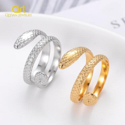 Snake Ring For Women Gold Stainless Steel Vintage Punk Rings Adjustable Simple Ring Fashion Party 2021 Trend Jewelry Gift