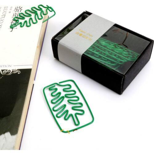 Scollops grass pet plastic coated green grass paper clip office stationery metal paper clip