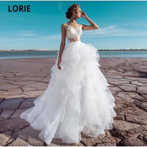 LORIE Vintage Wedding Dress with Detachable Skirt O-Neck Appliques Lace Tulle Two Pieces Bride Gowns 2021 suknia ślubna