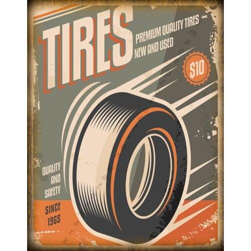 PREMIUM QUALITY TIRES METAL TIN SIGN POSTER WALL PLAQUE