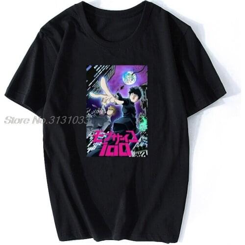 Mob Psycho 100 T Shirt Red T-shirt Mod Psycho 100 Men Fashion Short Sleeve Cotton Anime Tees Harajuku Streetwear