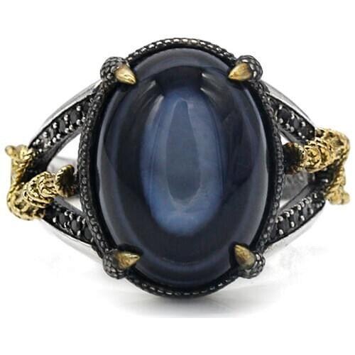 Solid 925 Sterling Silver Men Ring Evil Eyes Natural Agate Stone Parallel Zebra Line Black CZ Punk Style Ring for Men Turkey