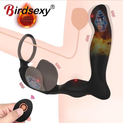 Male Prostate Massage Anal Plug Vibrator for Men Soft Silicone Delay Ejaculation Ring remote control Adult Sex Toys