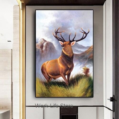 A Close-up of a Deer Wall Art Canvas Paintings Posters and Prints Animal Wall Pictures for Living Room Home Wall Cuadros Decor