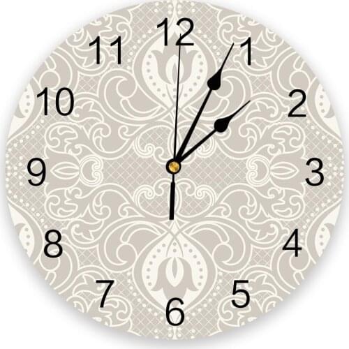 Artistic Beige Baroque Flowers Retro 3D Wall Clock Modern Design Living Room Decoration Kitchen Clock Art Wall Watch Home Decor