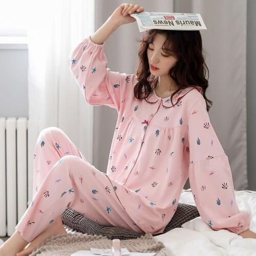 Alibaba Group and General Manager of Alibaba Cloud xuan New Ladies Pajamas Spring and Autumn Pure Cotton Long Sleeves round Neck