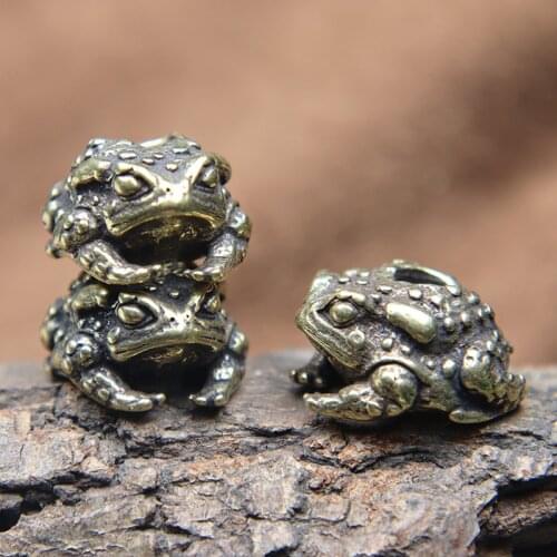 Outdoor DIY Tool EDC Retro Brass Toad Knife Beads Lanyard Pendants Paracord Accessories Frog Umbrella Rope Woven Hangings Charms