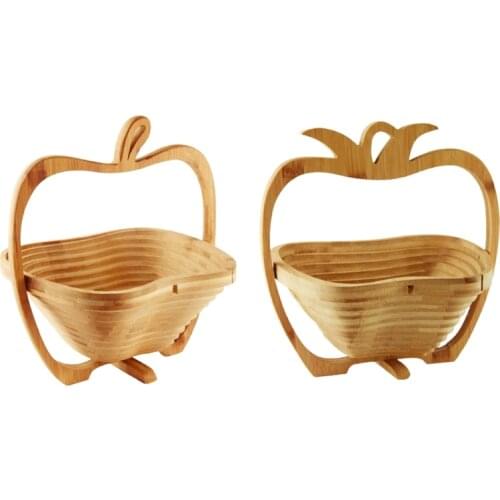 Bamboo Folding Fruit Basket Chopping Board Collapsible Vegetable Bowl Trivet Foldable Food Storage Container Snack Tray Sundry