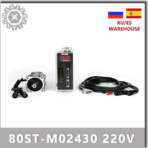 220V 750W 80ST-M02430 ac Servomotor 2.39N.M 3000RPM servo motor Single-Phase AC drive permanent magnet Matched Drive