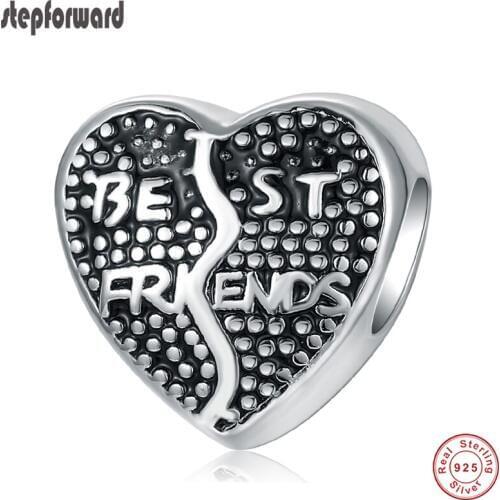 STEP FORWARD Best Friend Letter Charm Fit Bracelet 100% 925 Sterling Silver Beads For Jewelry Making Women Fashion Silver Charms