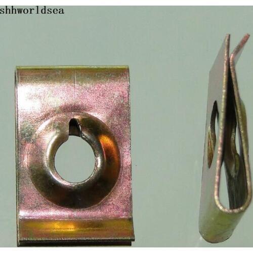 Shhworldsea auto clip fastener nut screw U shape iron clamp tinned color zinc