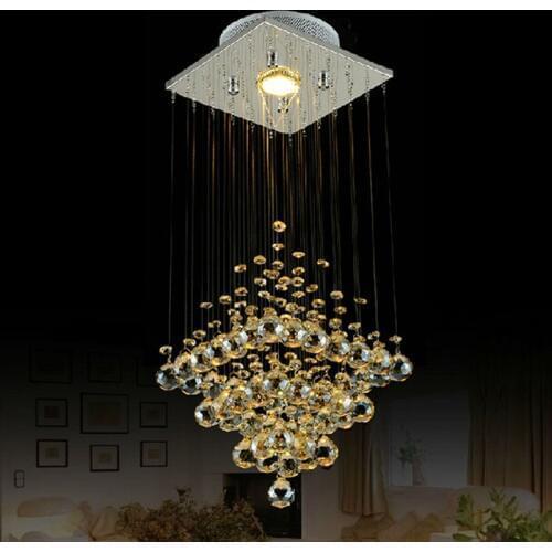 Modern Brief Crystal Pendant Lighting GU10 LED Hanging Drop Lamp Stair Corridor Luminaire Italy Style Promoted Lighting