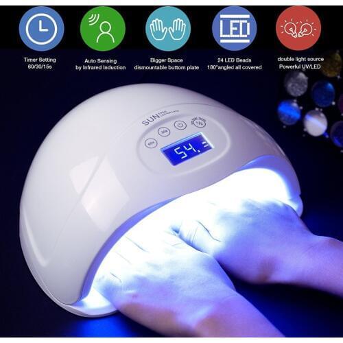 CAPPUCCI SUN5 Plus 48W Nail Dryer UV Led Lamp For Nails Curing All Types Gel Varnish With Bottom 30s/60s/99s Timer LCD Display