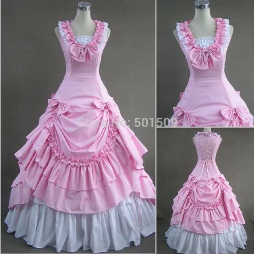 Light pink/blue womens Medieval lolita cosplay Gown long dressbelle ball dress cosplay/lolita/alice costume frenchmaid cosplay