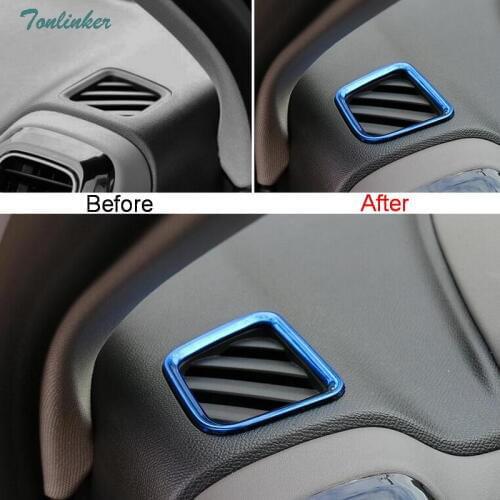 Tonlinker Cover Case Stickers for Citroen C5 aircross 2017-18 Car Styling 2 PCS stainless steel dashboard outlet cover stickers