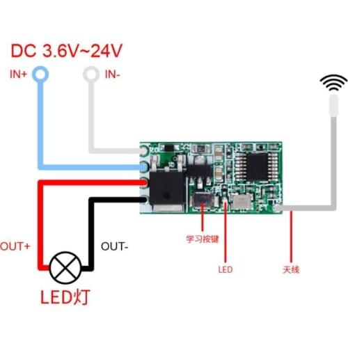 Upgraded Version 433Mhz 1CH RF Relay Receiver Universal Wireless Remote Control Switch Module LED Light Controller
