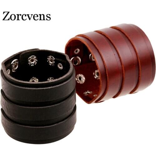 Modyle Vintage Black Genuine Cowhide Wide Cuff Leather Bracelet For Men Jewelry Cool Punk Rock Bracelets & Bangles