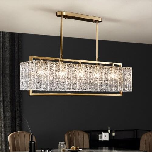 OOGEE New LED Rectangle Luxury Chandeliers Iron Glass Kitchen Hotel Lamp Living Dining Room Light Fixtures