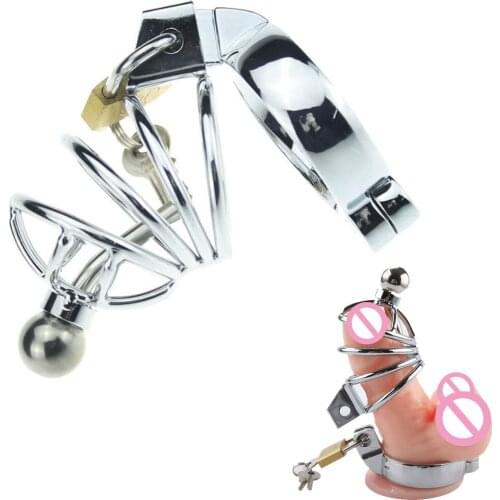 Stainless Steel Penis Ring Lock Metal Male JJ Supplies Sm Sex Toys Bdsm Bondage Adult Supplies Cock Cage Cockring For Men