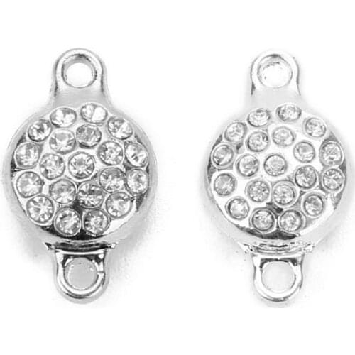 5pcs/lot 12*20mm Round Leather Cord End Fastener Clasps for Bracelets Silver Color Crystal Magnetic Clasps Connector DIY Jewelry