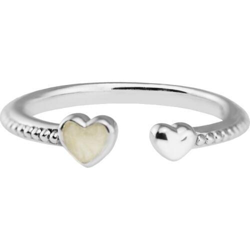 Hearts of Love Rings for Women 925 Sterling Silver Jewelry Women Rings Fashion Silver Enamel Open Rings Girl Jewelry Wholesales