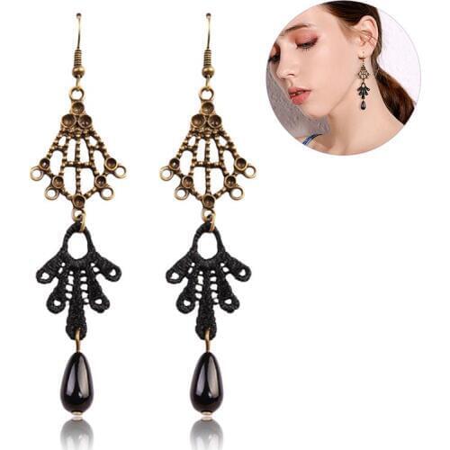 2020 New Womens Earrings Vintage Lace Rhinestone Dangle Earrings Long Drop Earrings Jewelry for Party Wedding Gift