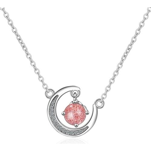 New Fashion Crystal Moon Pendant Necklace Female Choker Accessories Vintage Silver 925 Chain Necklaces Girl Choker On Neck Bijou