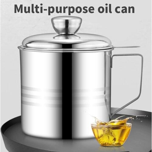1.2l Stainless Steel Cooking Oil And Grease Strainer Container Kitchen Filter Separator & Keeper Residue Pot