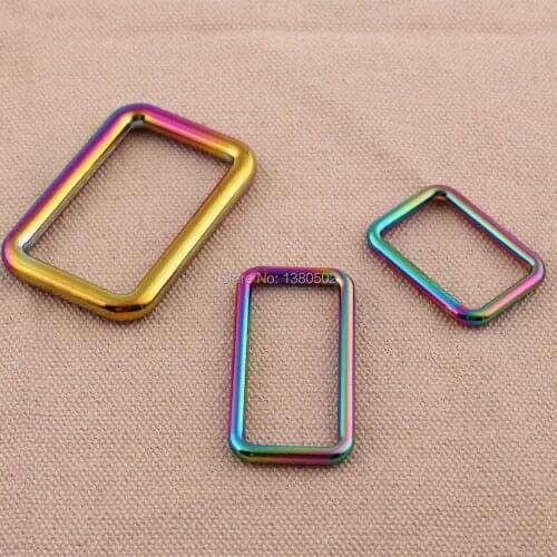 10pcs/lot 25/38/40mm inner Rainbow Color belt Bag Garment Buckle Rectangle Buckles Decoration Accessories