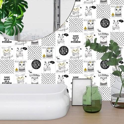 10pcs Cartoon Animals Crystal Hard Tiles Wall Sticker Kitchen Tables Floor Decoration Decals Vinly Art Mural Wallpaper