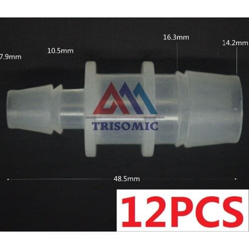 12 pieces 14.2mm*7.9mm Straight Reducing Connector Plastic Fitting Barbed Reducing Connector