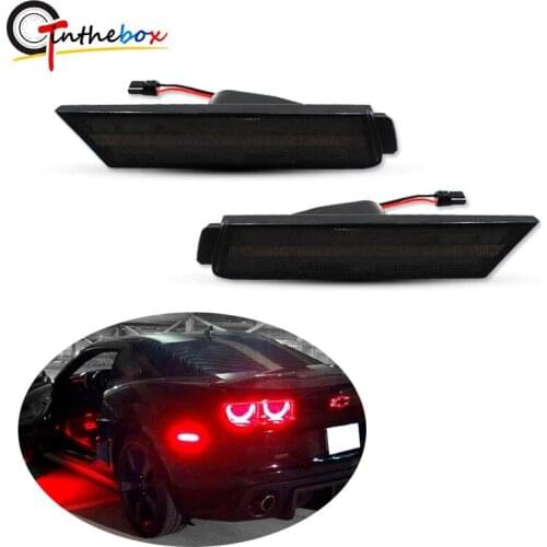 Gtinthebox 2PCS Smoked /Clear Lens Red LED Car Rear Side Marker Lights For 2010-2015 Chevrolet Camaro Fender Side Marker Lights