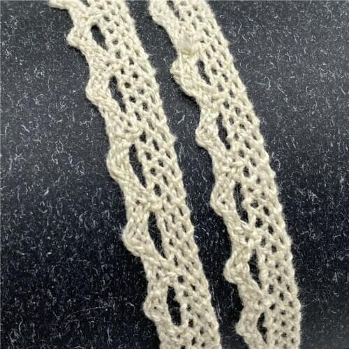 3Yards/lot 10mm Apparel Sewing Fabric Ivory Cream Trim Cotton Crocheted Lace Fabric Ribbon Handmade Accessori #04